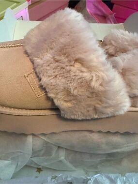 Stelle Faux Fur Slide Mules in lavender